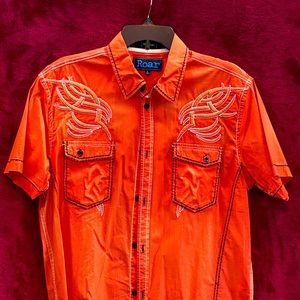 Roar Mens casual shirt Orange black and white